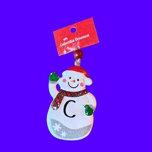 Snowman Ornament with Red and Green Accents